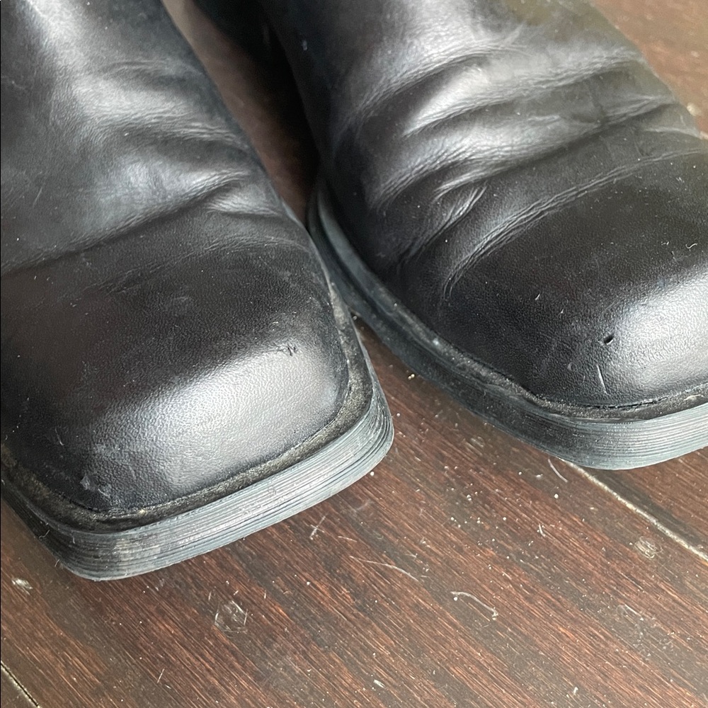 Ariat Black Leather Square-Toe Cowboy Ankle Boots - Picture 8 of 8